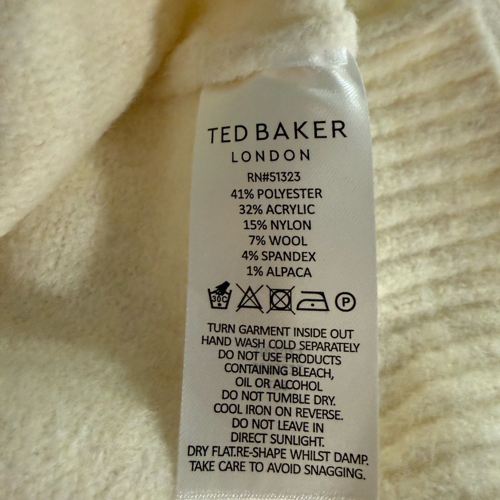 Ted Baker London Floral Jacquard Cozy Wool Alpaca Sweater Cream/Ivory Size L NWT - Picture 9 of 9